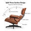 Méridienne Mid-Century avec repose-pieds, fauteuil d'appoint en cuir véritable, fauteuil inclinable ergonomique pour la chambre à coucher du salon-133329645-133329646