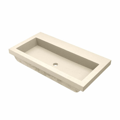 NativeStone Handcrafted Concrete 36" Trough Bathroom Sink