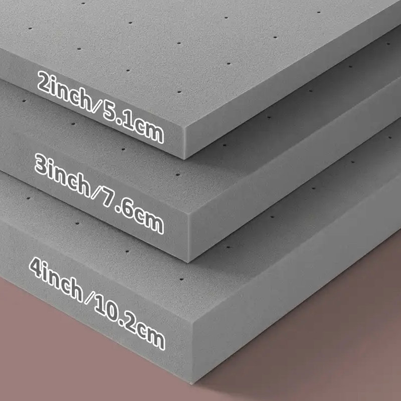 Matelas pour lit simple de 2 pouces, extra ferme avec mousse à mémoire de forme haute densité pour alignement de la colonne vertébrale, soulagement dans toutes les postures et flux d'air respirant, soutien du dos de la chambre moderne gris, minimisé sur les épaules, frais