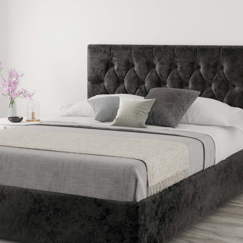 Talcott Upholstered Headboard, Velvet Black, Single (3')