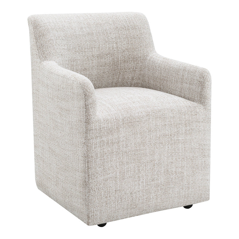Chaise avec accoudoirs rembourrée avec roulettes Orya, Brun