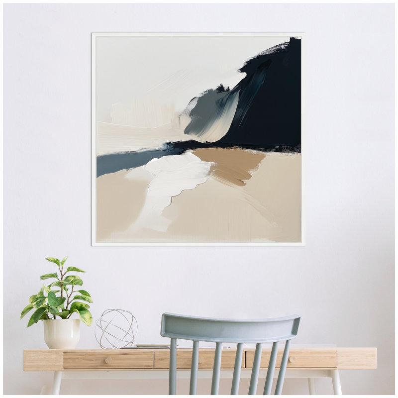 «Coastal Sand Modern Abstract Landscape II» par The Creative Bunch Studio, reproduction d'art sur toile encadrée, Blanc