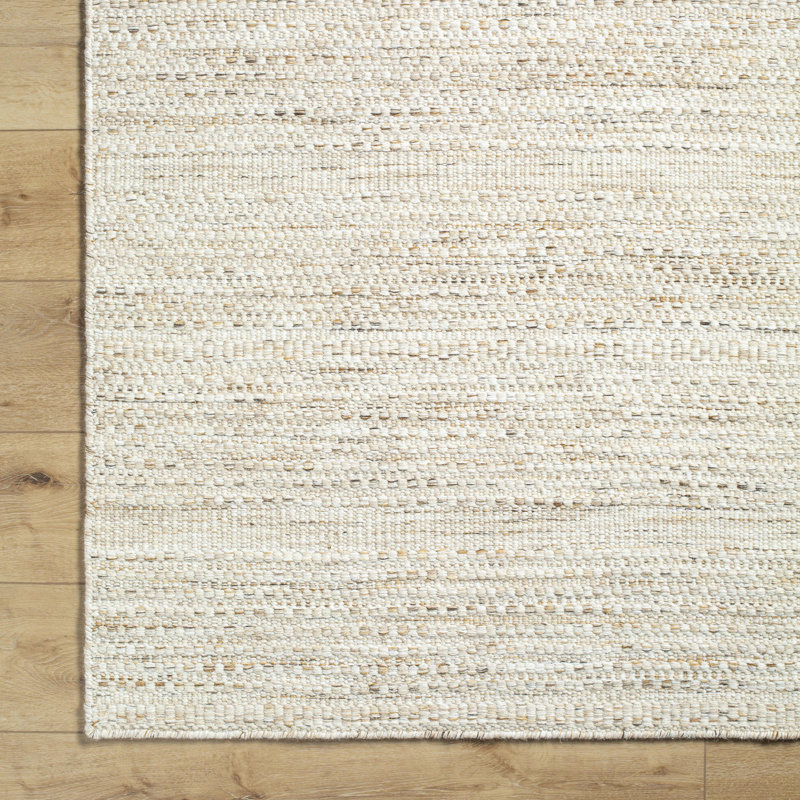 Handwoven Beige Wool Rectangular Area Rug 5' x 7'6"