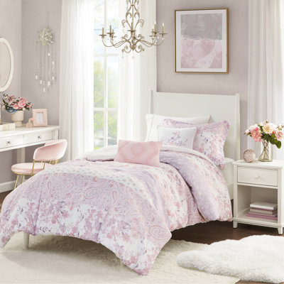 Édredon double / grand avec imprimé cachemire floral, 2 taies décoratives et coussins, rembourrage, édredon doux au toucher, tissu