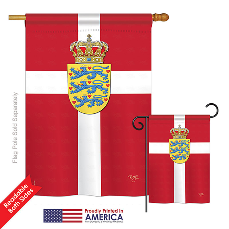 Drapeau vertical décoratif 2 côtés en polyester 2 côtés "denmark of the world"