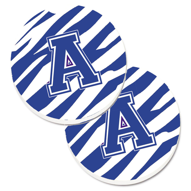 Sous-verre à cogramme initial de q tiger, A, Bleu / Blanc