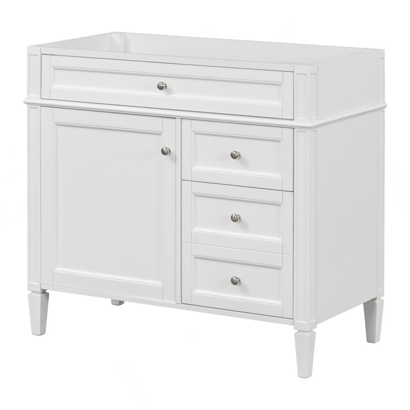 Meuble-lavabo de 36 po sans lavabo supérieur, armoire de rangement moderne avec 2 tiroirs et un tiroir rabattable, structure en bois (PAS D'ÉVIER)