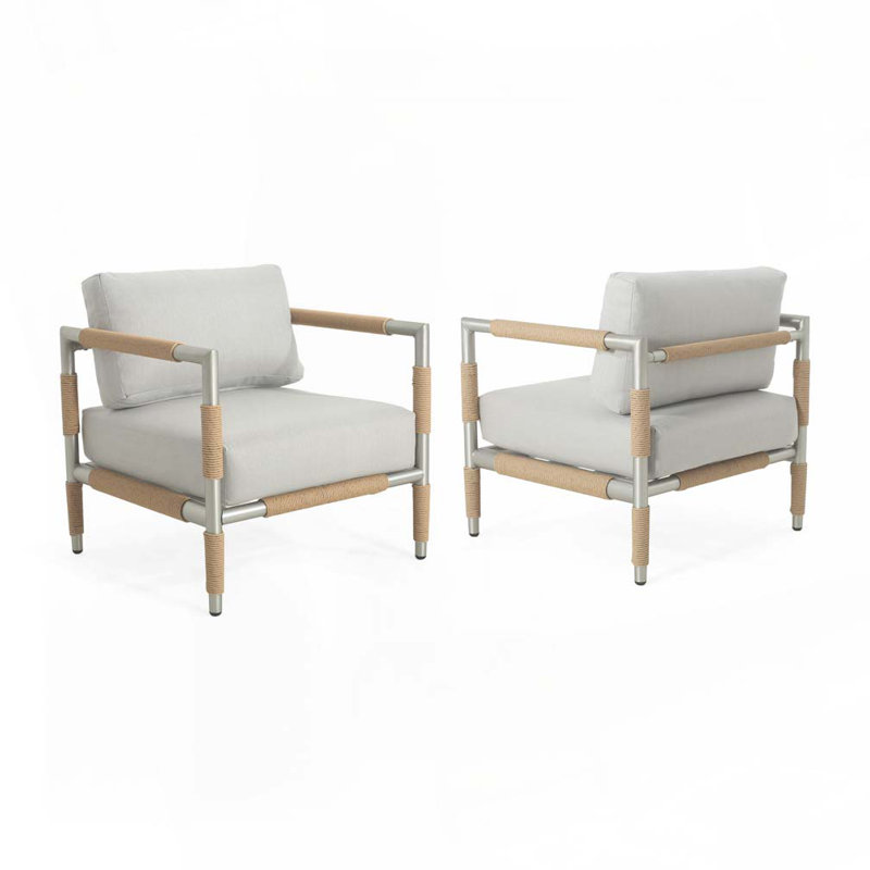 Fauteuil d'extérieur en aluminium avec coussins épais