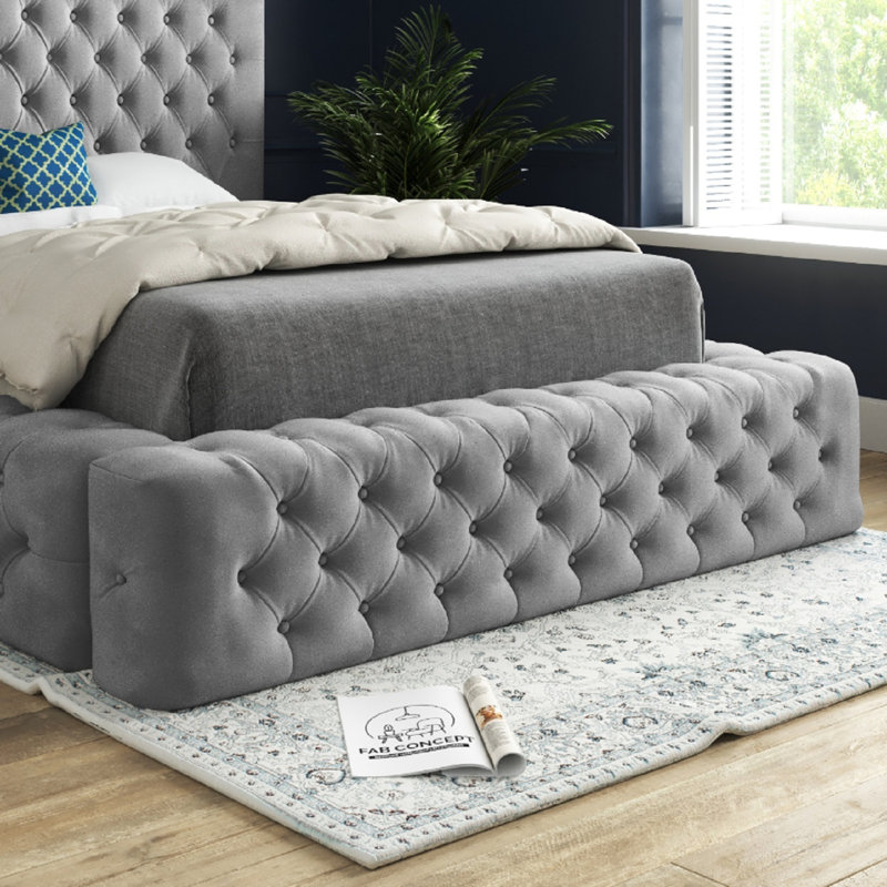Aldon Upholstered Bed, Double (4'6), Grey