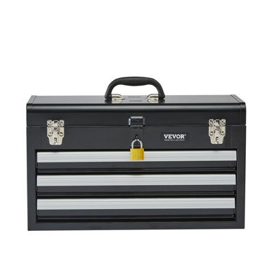 Tool Box inch Portable Metal Tool Box with 3 Drawers Tool Organizer 