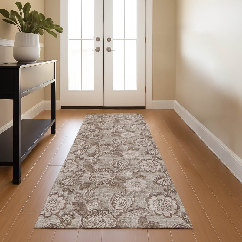 Premium Machine Washable Ralston AMF1939 Floral Rug, Runner 2'3" x 7'6"