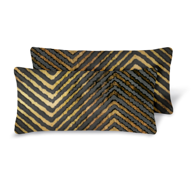 Chevron Rectangular Velvet Pillow Cover & Insert, Copper Ivy