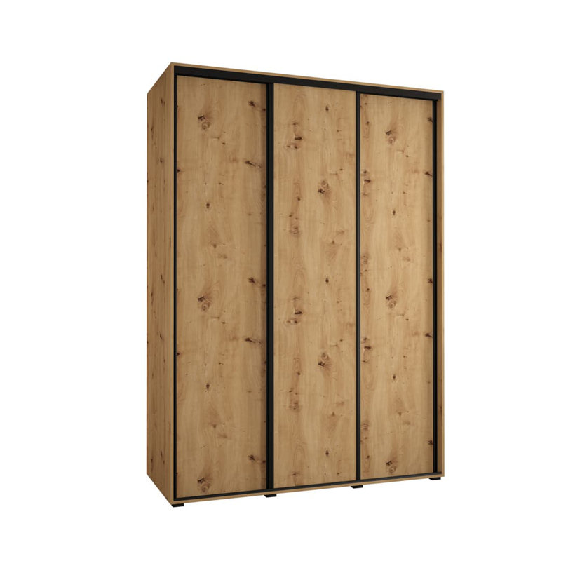 Auniya 3 Door Manufactured Wood Wardrobe, 205cm H x 180cm W x 60cm D, Oak Artisan
