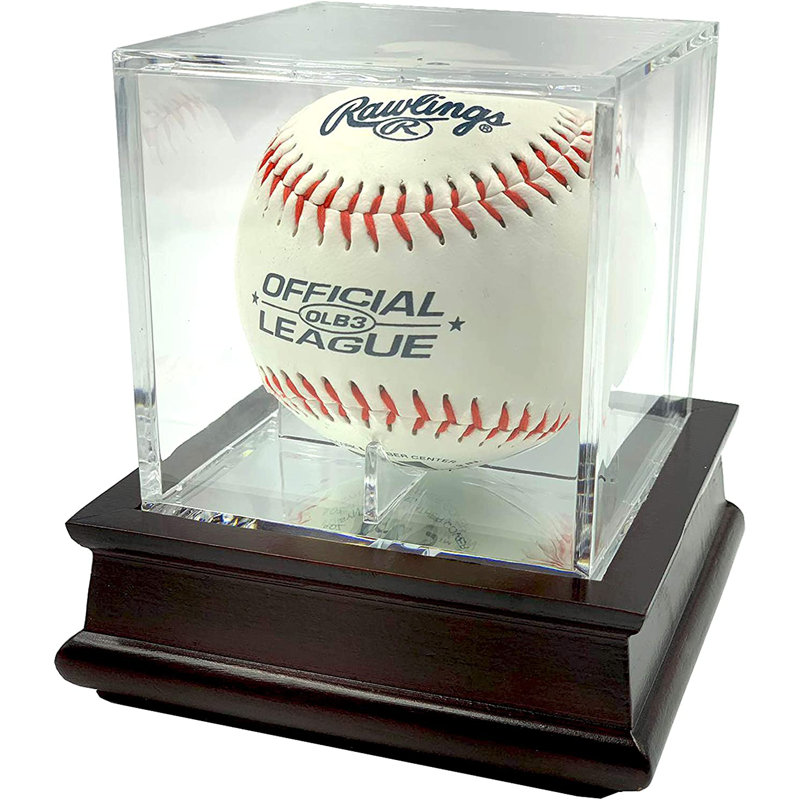 Présentoir à balles de baseball en bois massif 4,25 "x 4,25" DECOMIL