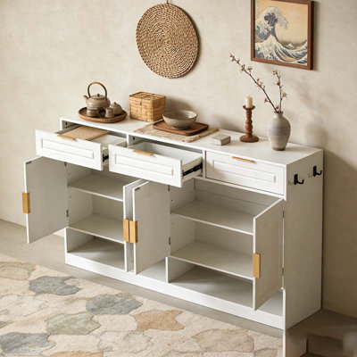 59.1" Multi-Functional Storage Buffet with Adjustable Shelf and Open Storage