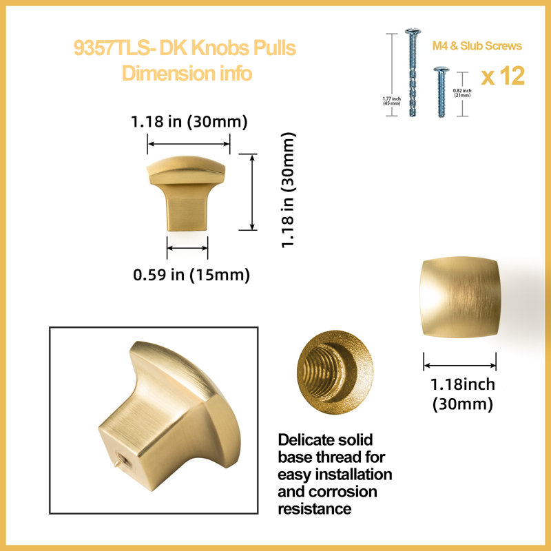 1 1/4"  Length Square Knob Multipack