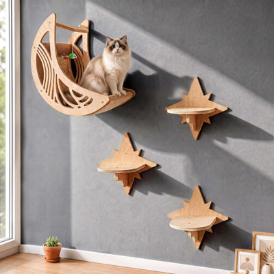 Ensemble de 4 tablettes murales pour chats et lune