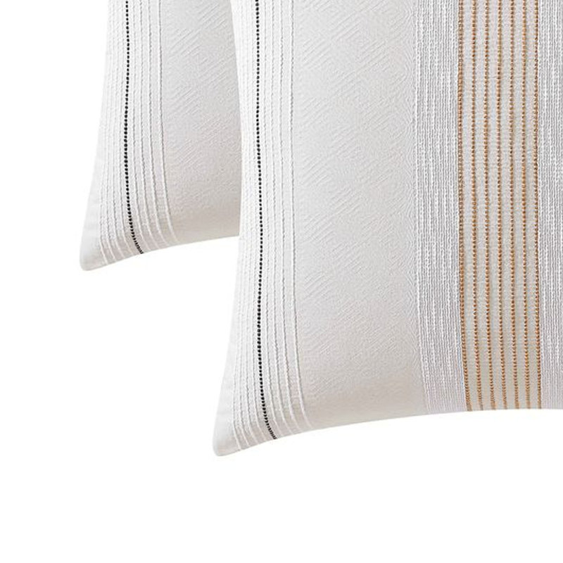 Taie décorative européenne à motif de jacquard à rayures en coton blanc, jara