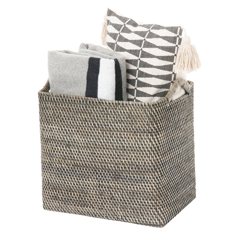 Beachcrest Home™ Simran Rattan Decorative Basket, Black Wash