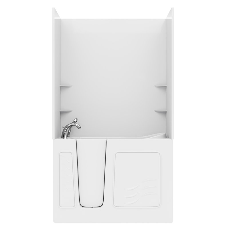 Baignoire de trempage à gauche 26 po x 53 po en blanc avec ensemble de douche lisse Nova, Gauche, Blanc