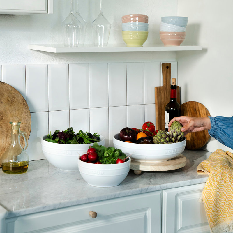 Ceramic 2 Piece Nested Mixing Bowl Set, White