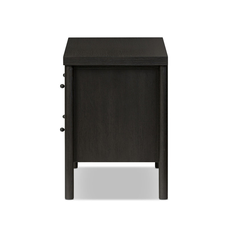 Linda 30'' W Solid Wood Nightstand, Ebony Oak