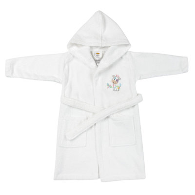 Broten 100% Cotton Terry Cloth Mid-Calf Bathrobe with Pockets and Hood for Kids