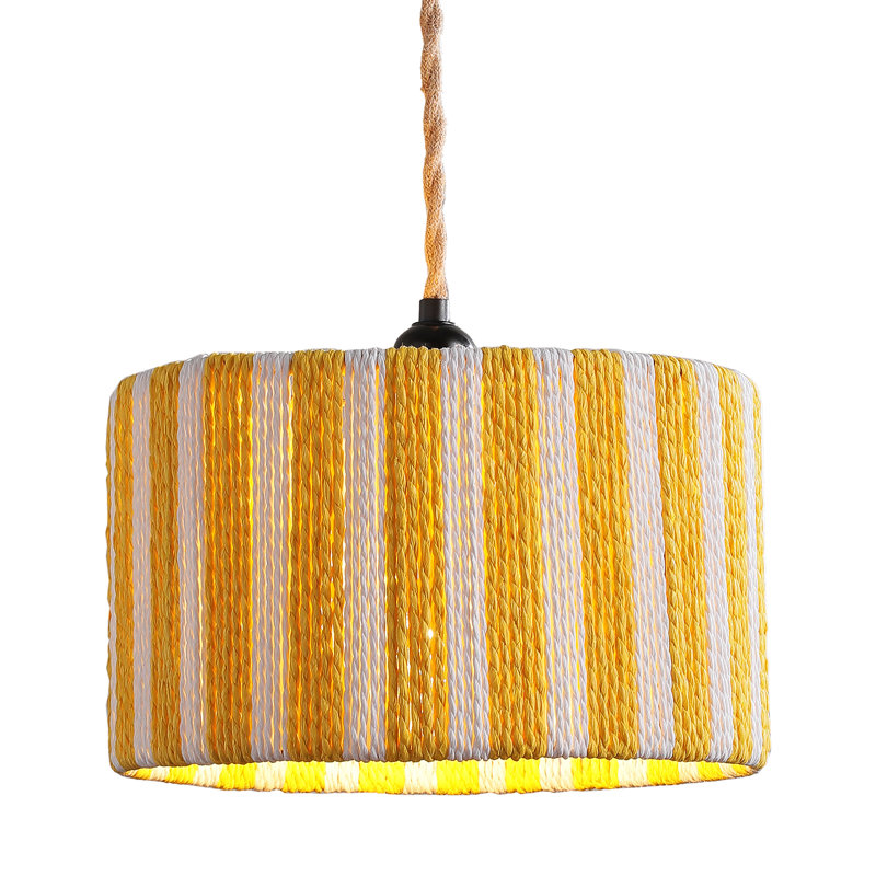 Suspension bohème en rotin avec câble d'alimentation de 4,5 m, Yellow