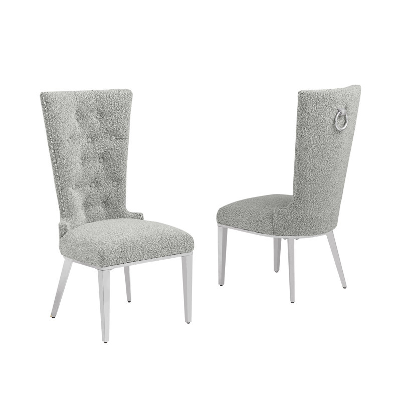 Chaises d'appoint Elegant Boucle, Gris riche, Argent argent