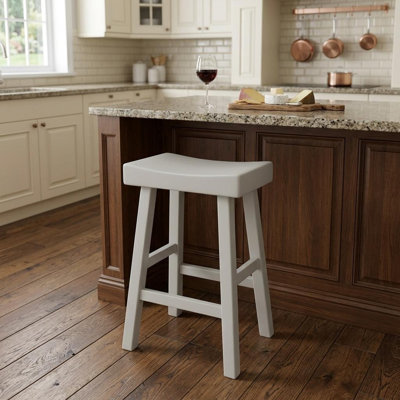 Élégant tabouret de comptoir blanc avec siège ergonomique 25 po