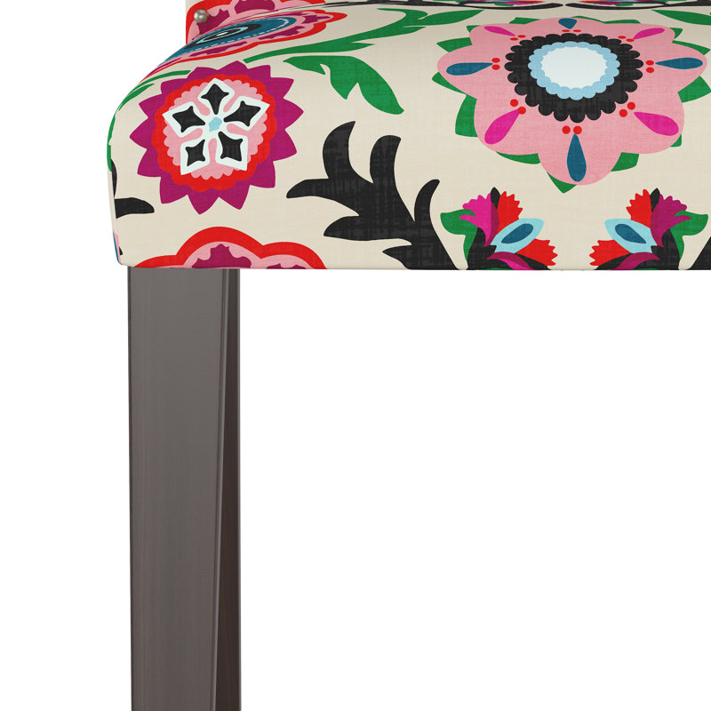 Azzurro 20'' H Cotton Upholstered Dining Chair, Black Wood, Tulum Bright Multi