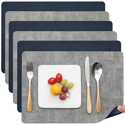 Placemats Dual Sided, Faux Leather Place Mats Set Of 6 Indoor Placemat