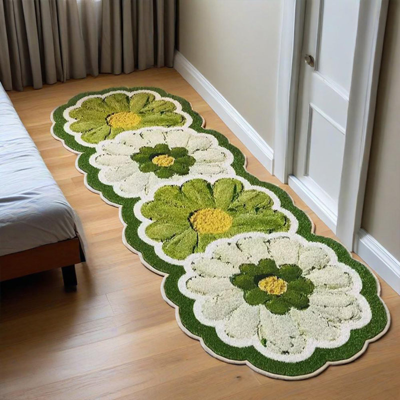 Flower Non-Slip Soft Imitation Cashmere Irregular Home Living Room Bedroom Carpet, Runner 1'4" x 3'11"