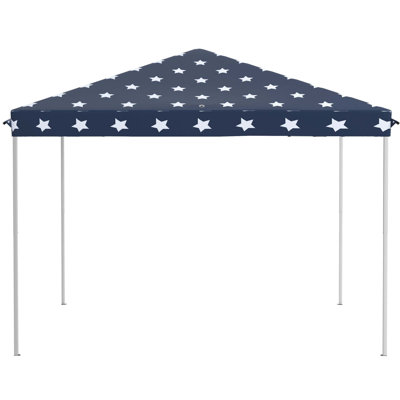Outsunny 10' X 10' Pop Up Canopy Tent With Netting, Instant Gazebo, Ez Up Screen House Room With Carry Bag, Height Adjustable, For Outdoor, Garden, Patio, American Flag