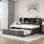 Lit de jour Aivah avec lit gigogne simple, tablettes de rangement et ports USB