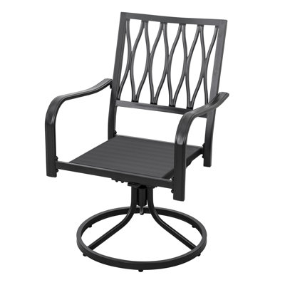 Ensemble de chaises pivotantes en métal 2 pièces Hughey, chaises de salle à manger en fer avec coussin rouge amovible, chaises de bistro pour l'intérieur et l'extérieur