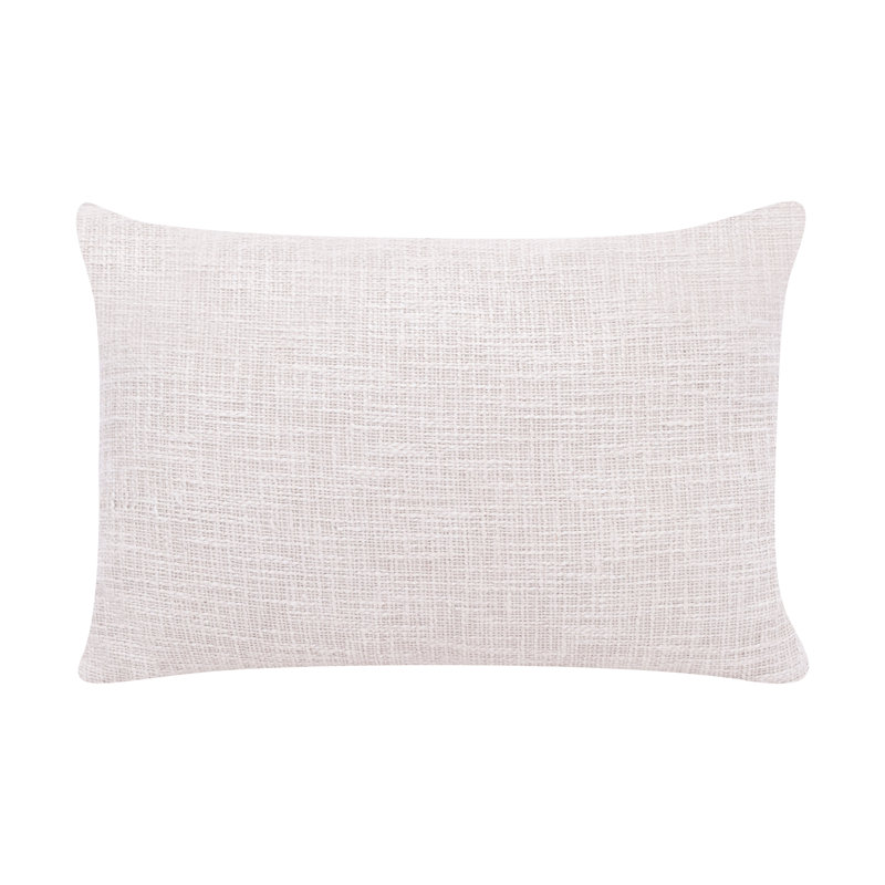Ochre and Ivory Geometric Embroidered Rectangular Cotton Blend Pillow