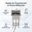 Évier utilitaire autoportant en acier inoxydable 21 po x 18 po x 41 po, double cuve avec plateforme gauche et robinet escamotable, évier de garage pour atelier, salle de bricolage, toilettage pour animaux de compagnie, surface facile à nettoyer