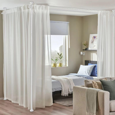 Satin Adjustable Curtain Pole Set