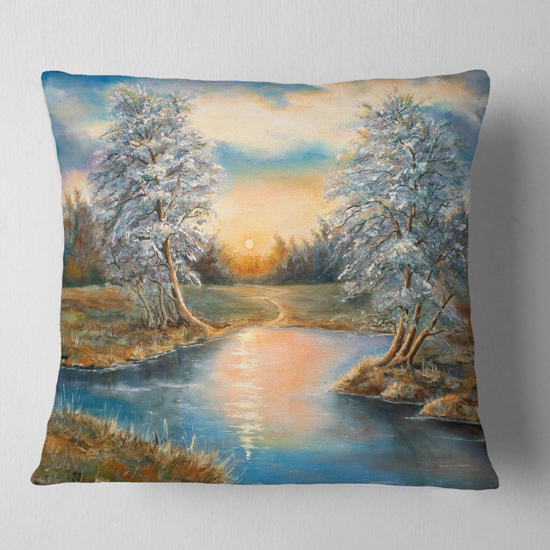 Birches in Autumn Wood - Coussin décoratif à imprimé paysage, 16 po x 16 po, Carré