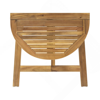 Outdoor Half Round Folding Acacia Wood Bistro Table, Natural
