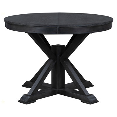 Retro Functional Extendable Dining Table With A 12" Leaf For Dining Room And Living Room