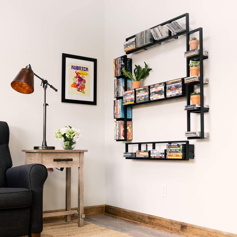 Floating Wall Shelves Set Of 5 - Video Game And Media Storage Organizer - No Assembly Required - Versatile Mounting Options For Dvds, Cds, Collectibles And Home Decor