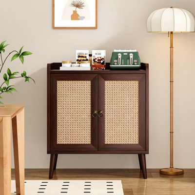 Vintage - armoire d'appoint décorative pour salle à manger et salon, d'inspiration médiévale, bois de noyer, profondeur de 15,37 po, largeur de 27,09 po, hauteur de 30,8 po, livres de rangement, buffet à bandes