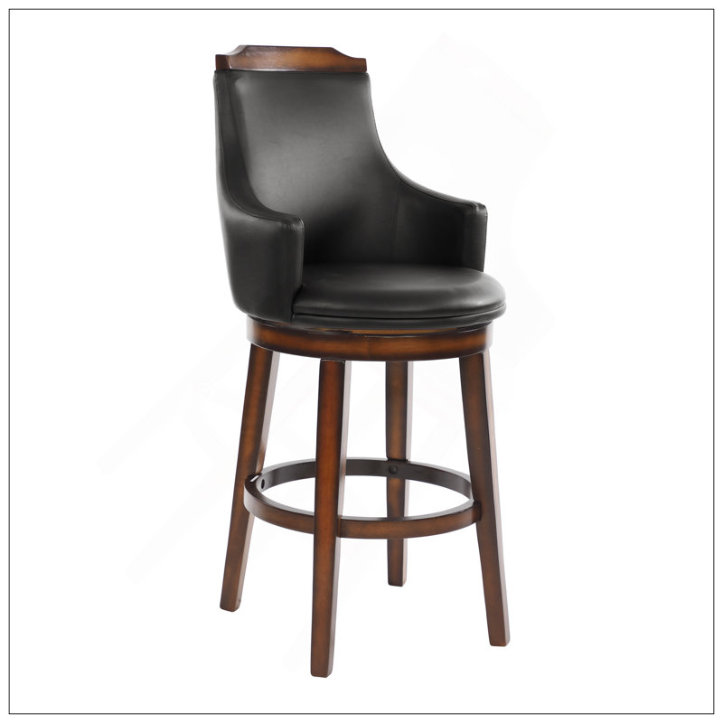 Ensemble de 2 chaises pivotantes à hauteur de pub rembourrées en similicuir brun foncé