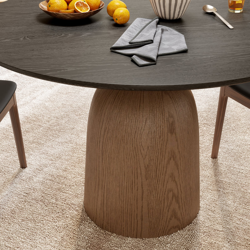 Round Solid Wood Pedestal Dining Table 39"/43", Dark Walnut,  29.52" H x 43.3" W x 43.3" D