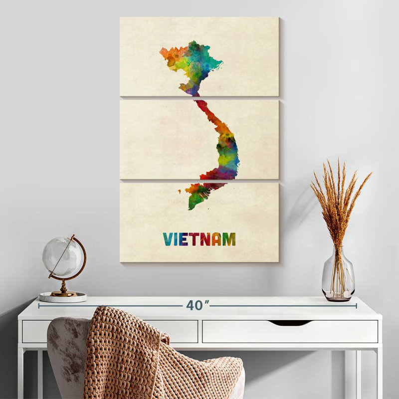 Carte d'aquarelle Aliaz Vietnam II, H 32 po x l 20 po