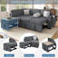 Canapé-lit modulaire convertible en forme de L avec couchettes doubles, table rabattable, port USB, porte-gobelet et rangement, gris foncé-285163870
