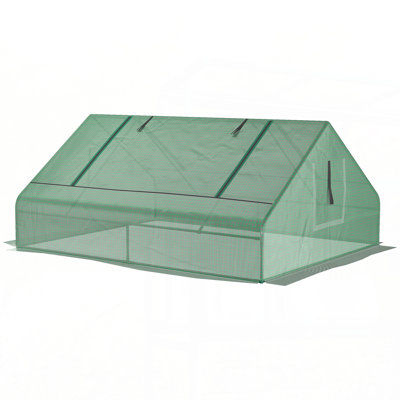 Mini serre à tunnel, abri de jardin d'extérieur, plante à fleurs avec fenêtre à fermeture à glissière et porte Outsunny 71 po x 55 po x 32 po, vert