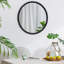 Miroir circulaire 32 po avec cadre perlé en métal